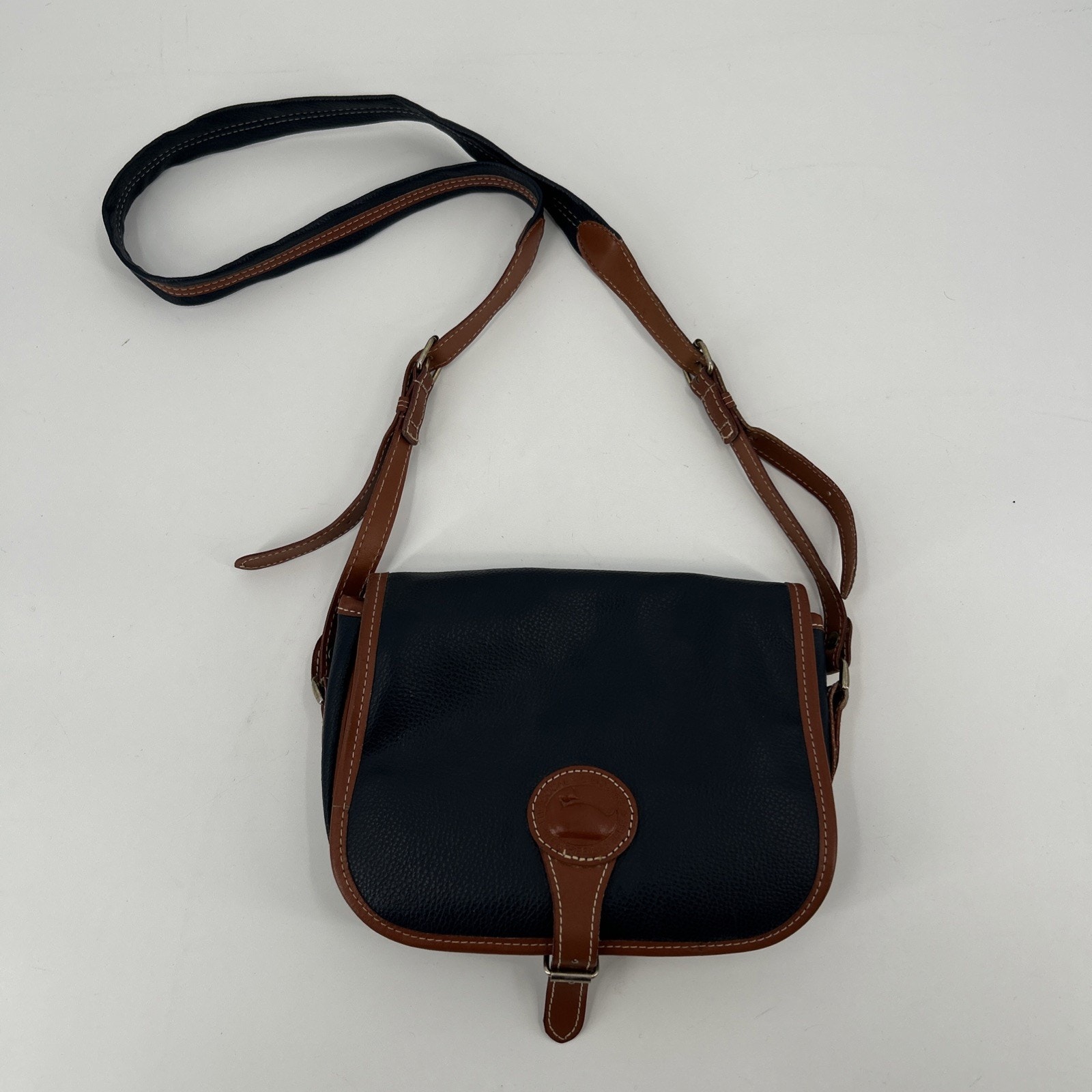Dooney Bourke All Weather Leather Crossbody Pebbled Blue Brown